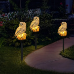 1pc/2PC Owl Solar LED Light, Resin Garden Light, Waterproof Decoration For Courtyard Garden - Image 6