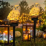 1pc/2PC Owl Solar LED Light, Resin Garden Light, Waterproof Decoration For Courtyard Garden - Image 3