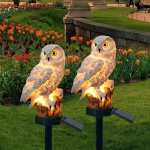 1pc/2PC Owl Solar LED Light, Resin Garden Light, Waterproof Decoration For Courtyard Garden - Image 5