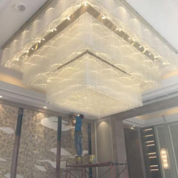 Luxury Classy Modern Chandelier Light Style Square suitable for your large areas like Hotel Lobby Living Room etc