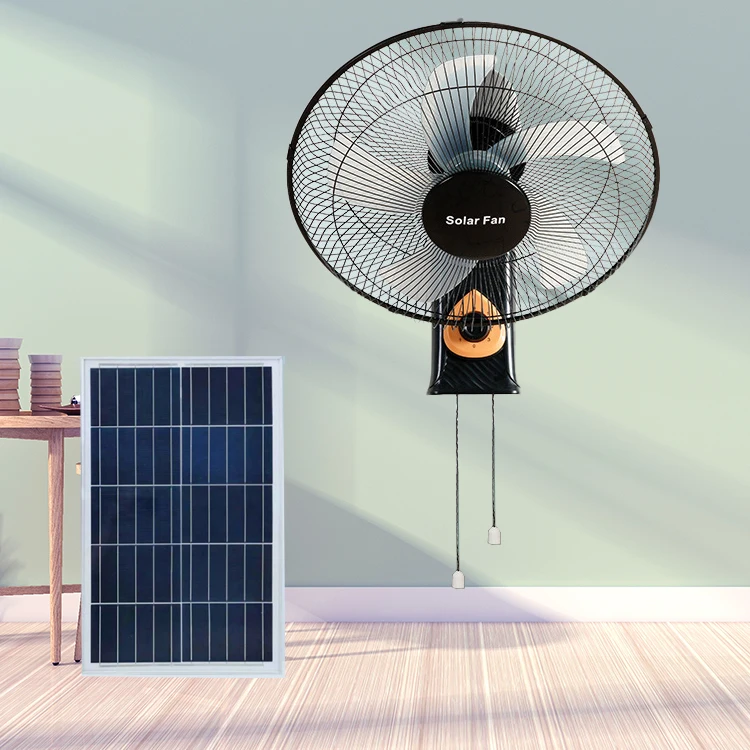 kf-S047a71f230c2431d811bf22efdc5b526k Solar Powered Wall Cooling Fan Protected 18 Inch 12v DC Energy Solar Ceiling Fan with AC DC Dual Solar Powered Panel Battery Fan - Image 1