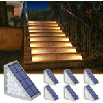 LED Step Lamp Stair Light Outdoor IP67 Waterproof Solar Light With Lens Anti-theft Design Decor Lighting For Garden Deck Path