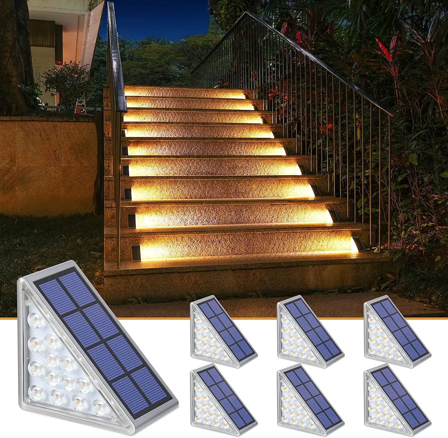 kf-S30fb26ca5b274a9c8e64b02b021581daT LED Step Lamp Stair Light Outdoor IP67 Waterproof Solar Light With Lens Anti-theft Design Decor Lighting For Garden Deck Path - Image 1