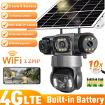 4G 12MP Solar Camera PTZ Outdoor Auto Tracking Night Vision IP Camera Solar 8000mAh Battery Recharge 3 Screens Human Detection
