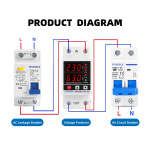 Dual Display 40A 63A 230V Din Rail Adjustable digital Over Under Voltage Relay Surge Protector  Limit Over Current Protection - Image 5