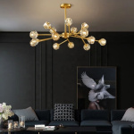 Decorative Led Iron Pendant Light Golden Bedroom, Living Room Modern Ceiling Chandelier - Image 3