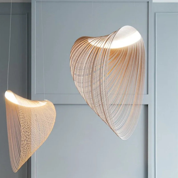 Wood Pendant Lamp Staircase Kitchen Restaurant Shop Homestay Hanging Light Home Deco Art Luminaires 2024 Modern Led Chandelier