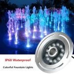 Stainless Steel LED Fountain Lamps Ip68 Waterproof Swimming Pool Lights 12V/24V Adjustable Led Underwater Lamps RGB Pond lights