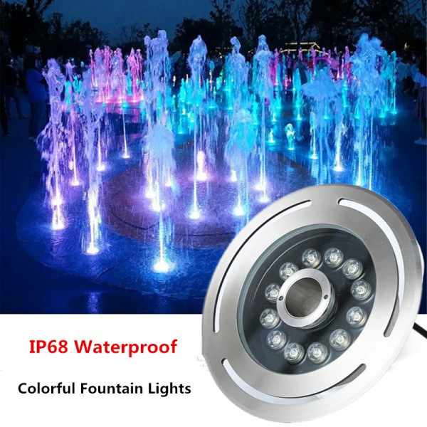 Stainless Steel LED Fountain Lamps Ip68 Waterproof Swimming Pool Lights 12V/24V Adjustable Led Underwater Lamps RGB Pond lights