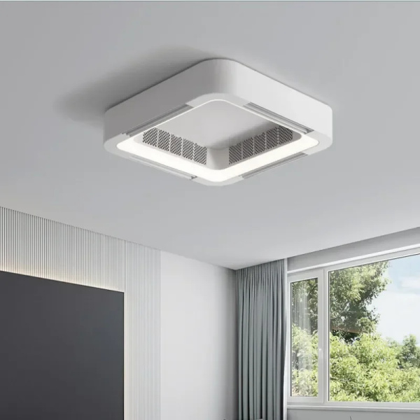 White Invisible Bladeless Ceiling Fan Lamp with Light Remote Control Without Blades DC LED Circulator Decor Bedroom Living Room