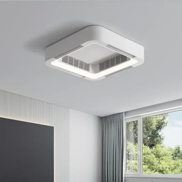 White Invisible Bladeless Ceiling Fan Lamp with Light Remote Control Without Blades DC LED Circulator Decor Bedroom Living Room