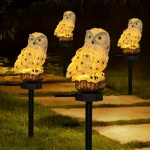 1pc/2PC Owl Solar LED Light, Resin Garden Light, Waterproof Decoration For Courtyard Garden