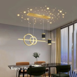 Lampara De Suspension With Hanging Lamp Star Projector 60W 220V Ceiling Chandelier Pendant Light for Dining