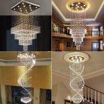 Large Hotel/Sitting Room Gold Long Chandelier Ceiling Hanging Indoor Chandelier Led Staircase Light  Modern Crystal Chandelier