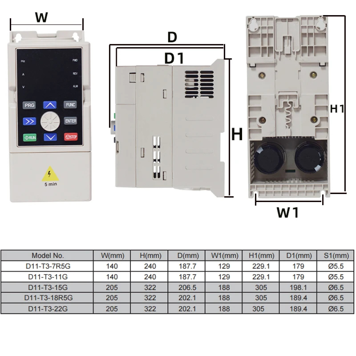 Solar VFD DC250-880V to 3PH 380V 11/15/18.5KW Variable Frequency Drive Converter for Motor Speed Control Inverter - Image 3