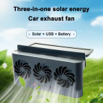 Solar Powered Car Radiator Cooling Fan With 3 Air Outlets Car Window Air Vent Fan USB Powered Auto Ventilation Fan For All Cars