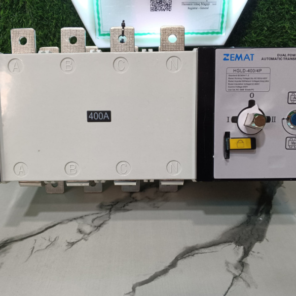 400Amps Heavy Duty Automatic Transfer Switch 4poles (3phase)...Automatically Changes to the available Source of Light When Power Fails.